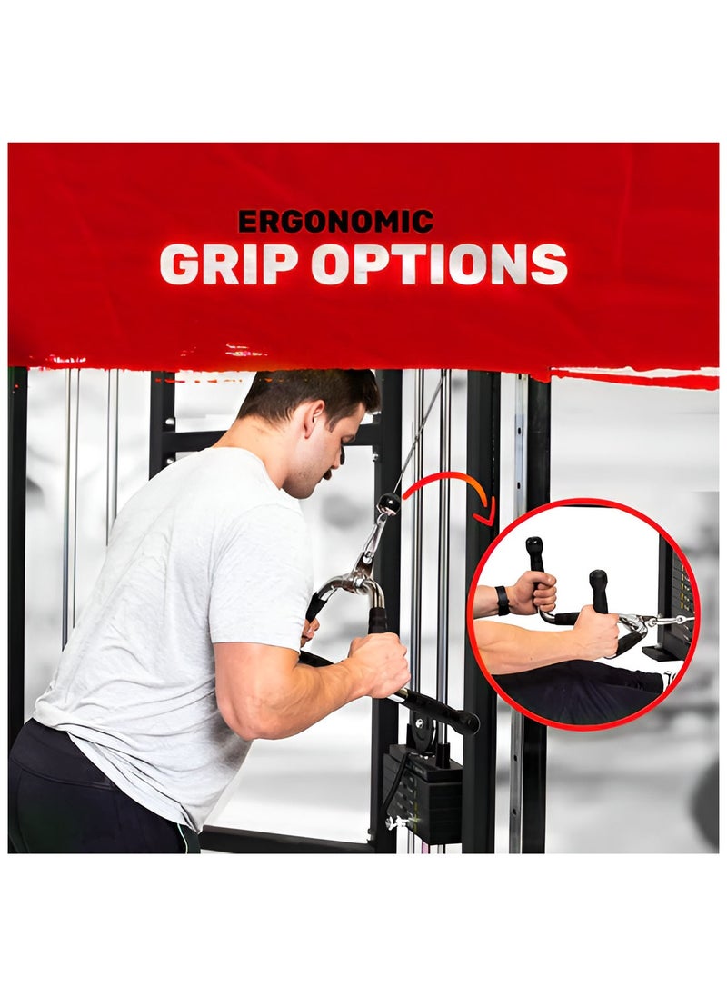 Generic - PUMP-KING Multi Exercise Bar Cable Attachment Lat pull-down Bar Cable Machine Attachments Tricep Press Down Bar Revolving Straight Curl Pulldown Bar with Rotating & Rubber Handle Grips - Image 1