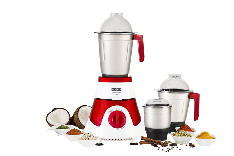 Usha Mixer Grinder 3576 imprezza 750watt 3 jar (RED and White) - Image 2