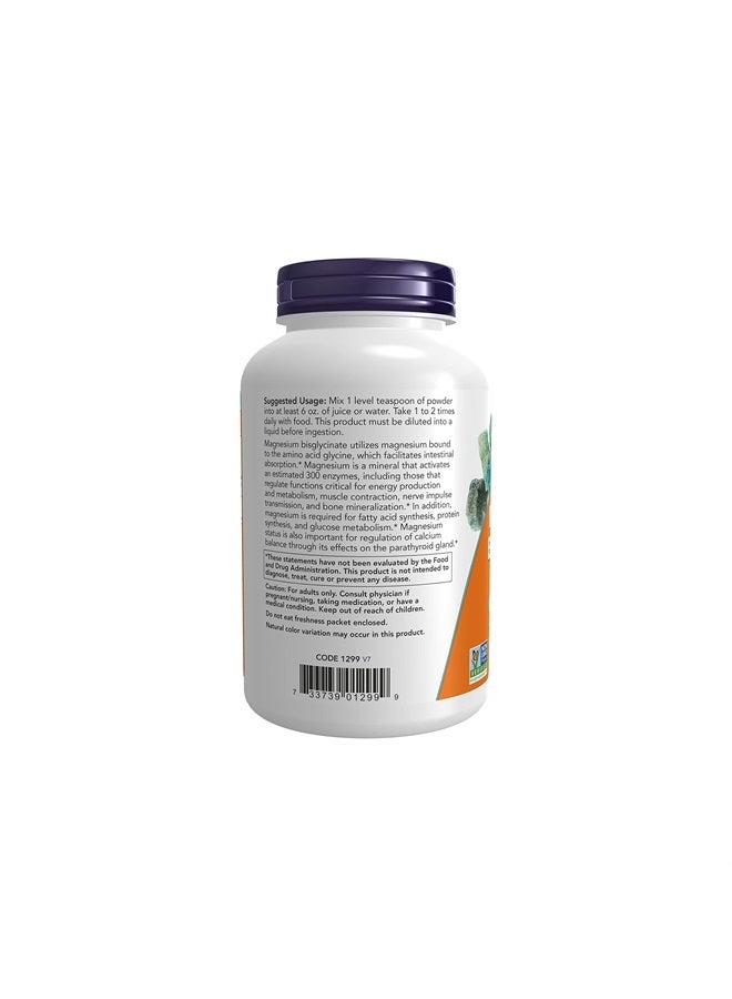now مكملات، مسحوق ماغنسيوم بيزغليسينات، وظيفة الإنزيمات*، دعم الجهاز العصبي*، 8 أونصة - Image 3