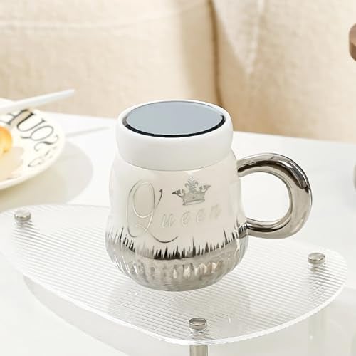 KRESHU Queen Ceramic Coffee Mug with Lid | Luxury Marble Finish Cup for Women, Wife, Girlfriend | Anniversary, Wedding, Birthday Gift for Her | Couple Mug for Tea & Coffee Lovers (350ml) - Image 2