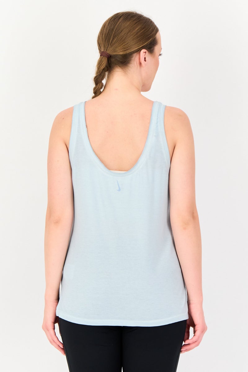 Nike Women Sportswear Fit Sleeveless Yoga Tank Top, Pale Blue - Image 3