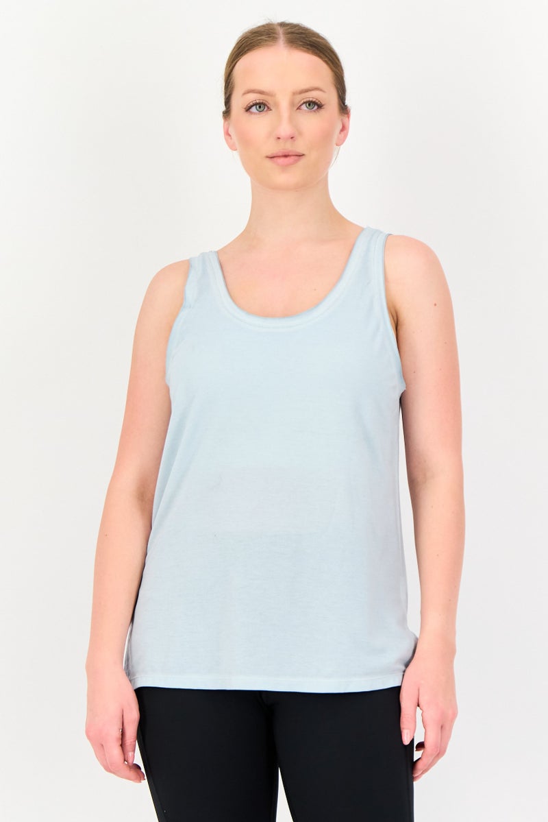 Nike Women Sportswear Fit Sleeveless Yoga Tank Top, Pale Blue - Image 1