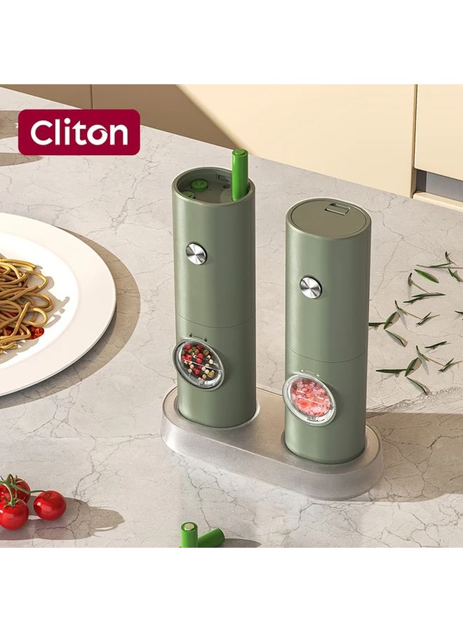 2PCS Electric Salt And Pepper Grinder With Led Light Adjustable Coarsness One Hand Operation Battery Powered Blue For Kitchen Use - Image 4