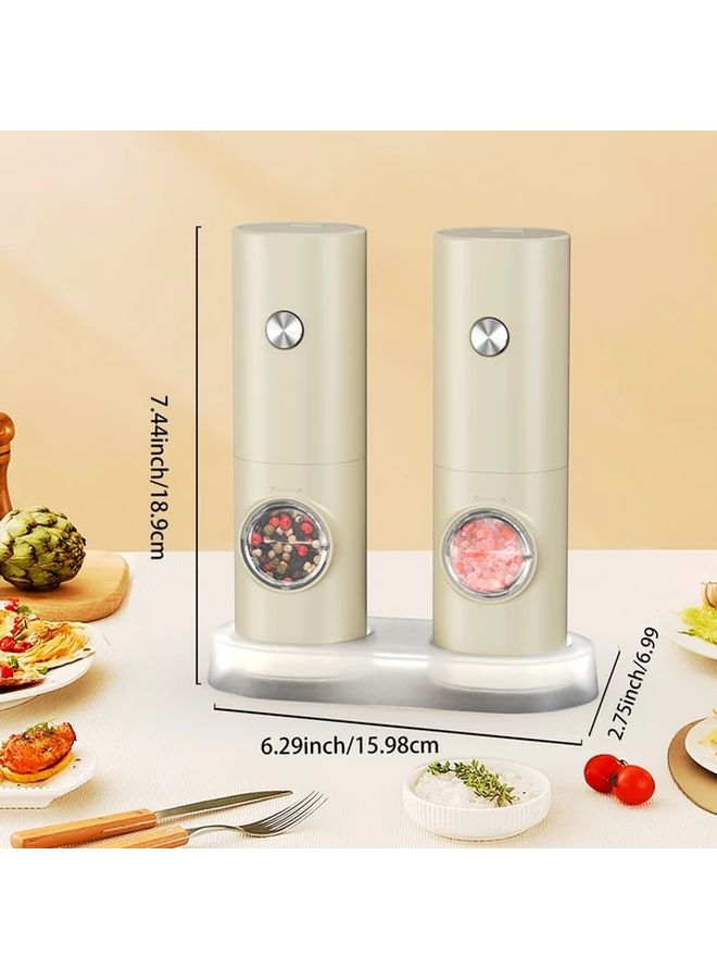 2PCS Electric Salt And Pepper Grinder With Led Light Adjustable Coarsness One Hand Operation Battery Powered Blue For Kitchen Use - Image 3