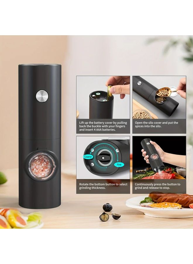 2PCS Electric Salt And Pepper Grinder With Led Light Adjustable Coarsness One Hand Operation Battery Powered Blue For Kitchen Use - Image 5