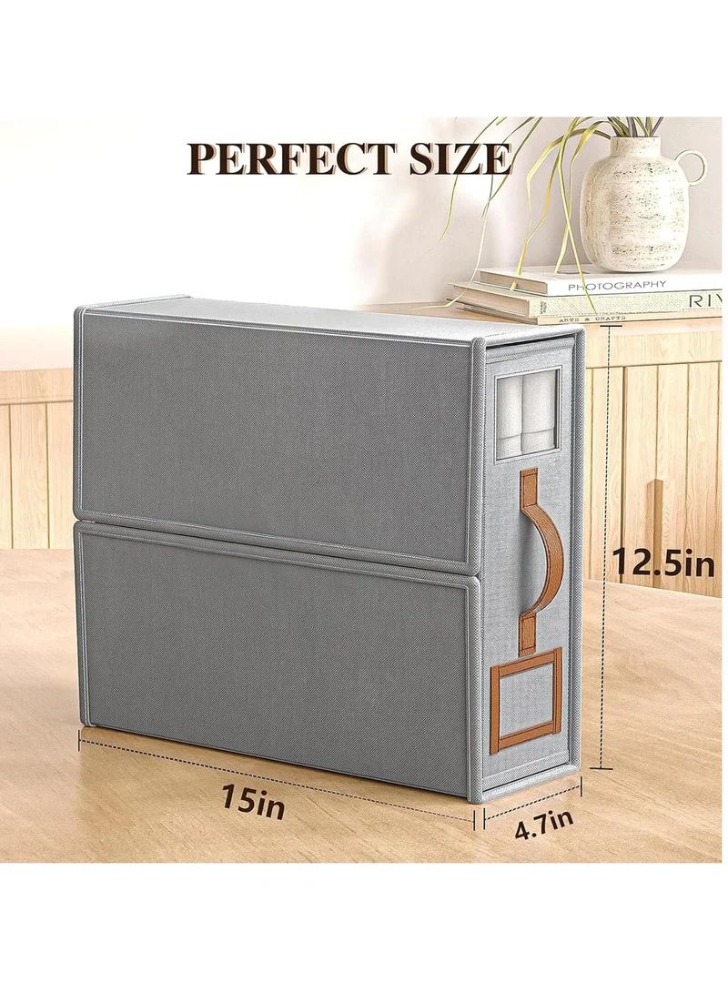 1Chase Bed Sheet Organizers And Storage - 2-Pack Foldable Linen Closet Organizer With Clear Window, Sheets Set Folder Keeper, Bedding Storage Box For Bed Sheets And Pillows, Cube Organizer. (GREY)