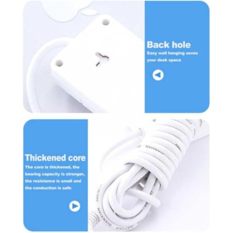 سلك تمديد عالي التحمل للاستخدام في المنزل والمكتب: شريط طاقة بـ 4 منافذ مع 3 منافذ USB، ومفاتيح فردية، وحماية من التحميل الزائد، وكابل PVC أسود - Image 3