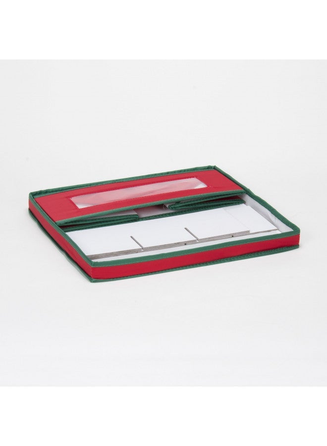 Household Essentials 538RED Holiday China Dinnerware Storage Chest for Coffee Mugs | Removable Lid | Red Canvas with Green Trim - Image 2