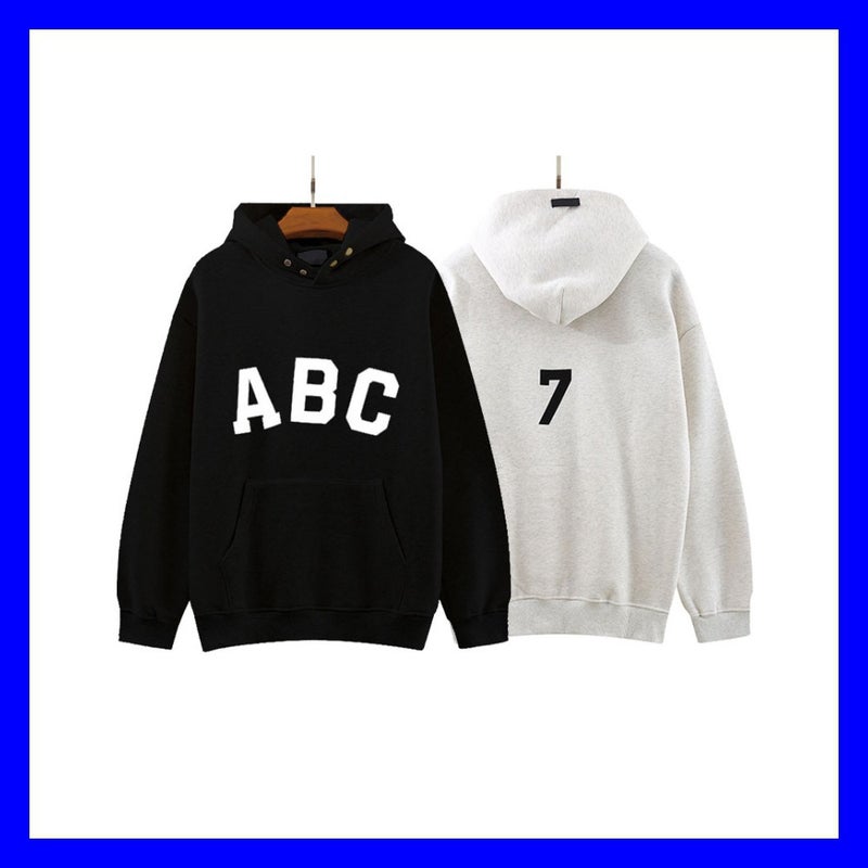 ESSENTIALS double line FOG flocking letter ABC hooded sweater oversize niche high street tide ins Black - Image 2