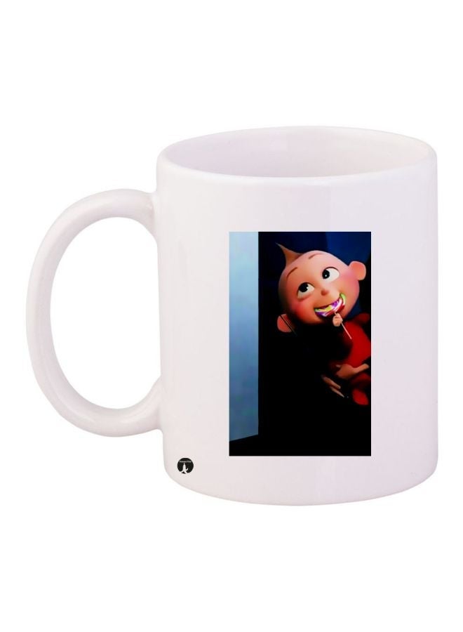 Cartoon Printed Coffee Mug White/Blue/Red 11ounce