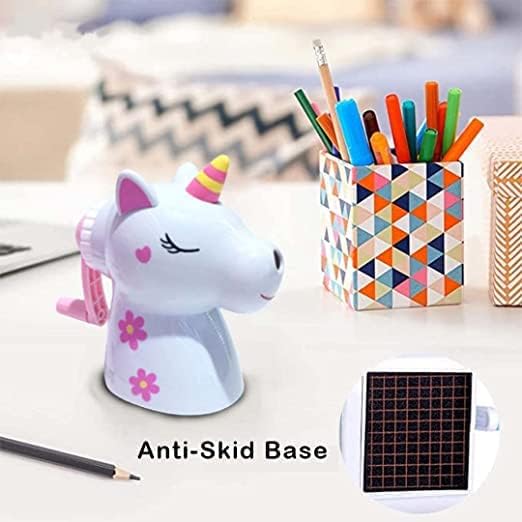 MKY Unicorn Pencil Sharpener Handheld Space Theme Boys Girls Trendy Stationery Table Pencil Sharpener Hand Driver Roller Mechanical Color for Kids (Pack of 1, Multicolor) - Image 4