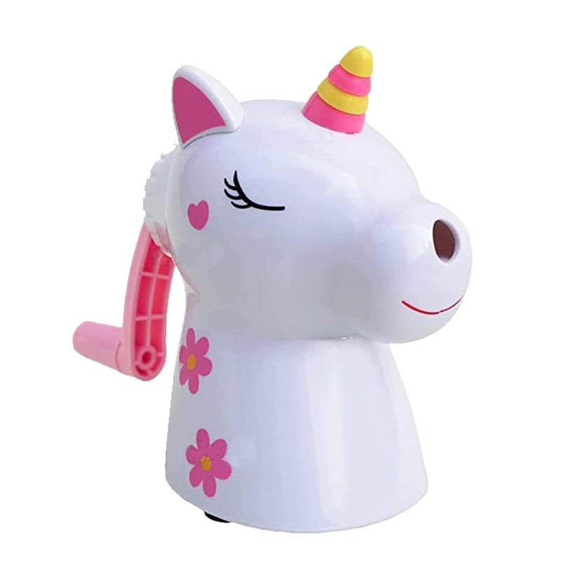 MKY Unicorn Pencil Sharpener Handheld Space Theme Boys Girls Trendy Stationery Table Pencil Sharpener Hand Driver Roller Mechanical Color for Kids (Pack of 1, Multicolor) - Image 1