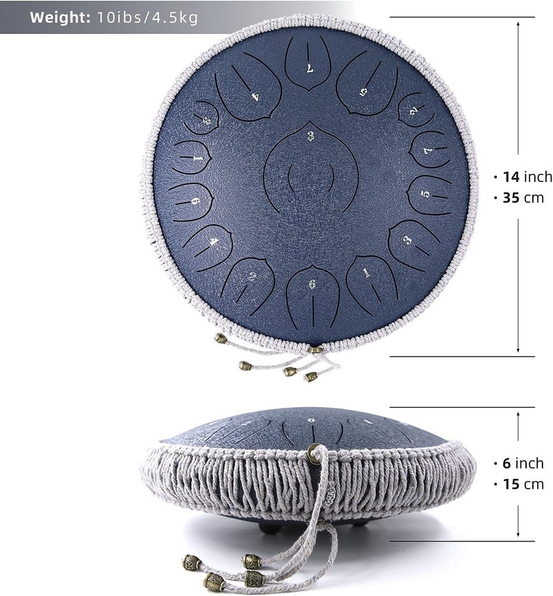 BURNING&LIN Steel Tongue Drum 15 Notes 14 Inches Tongue drum Handpan Drum Percussion for Meditation Yoga Musical Education Best Gift for Adult& Kids - Image 3