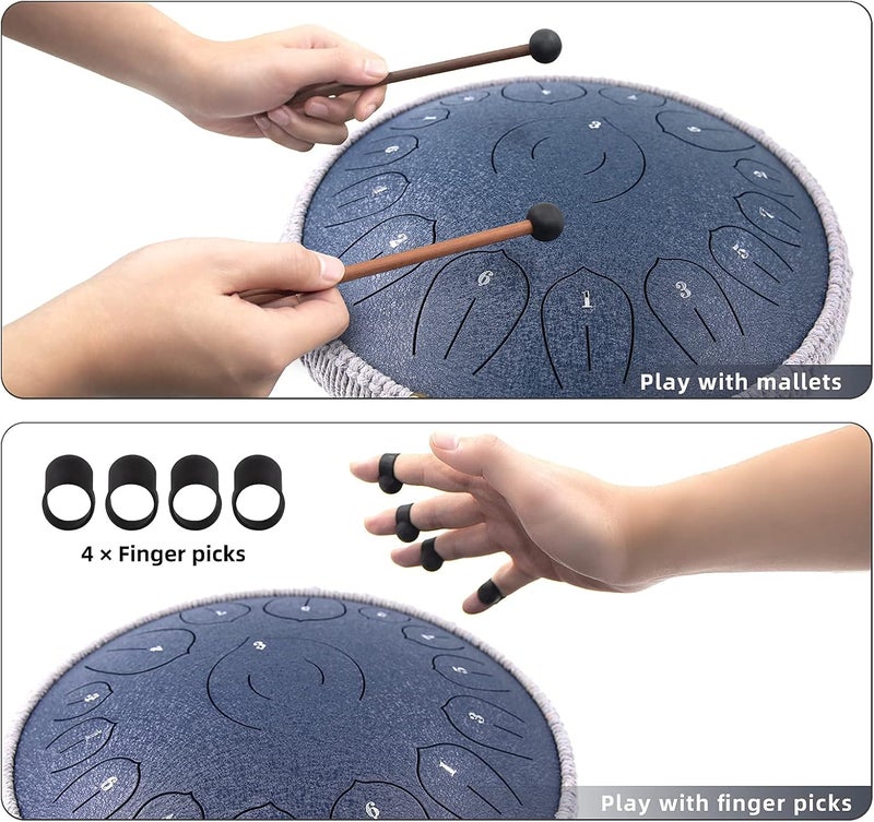 BURNING&LIN Steel Tongue Drum 15 Notes 14 Inches Tongue drum Handpan Drum Percussion for Meditation Yoga Musical Education Best Gift for Adult& Kids - Image 5
