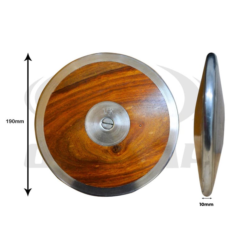 Cougar Practice Wooden Competition Practice Discus Throw for Men/Women with Steel Rim, 1.50 KG - Image 1