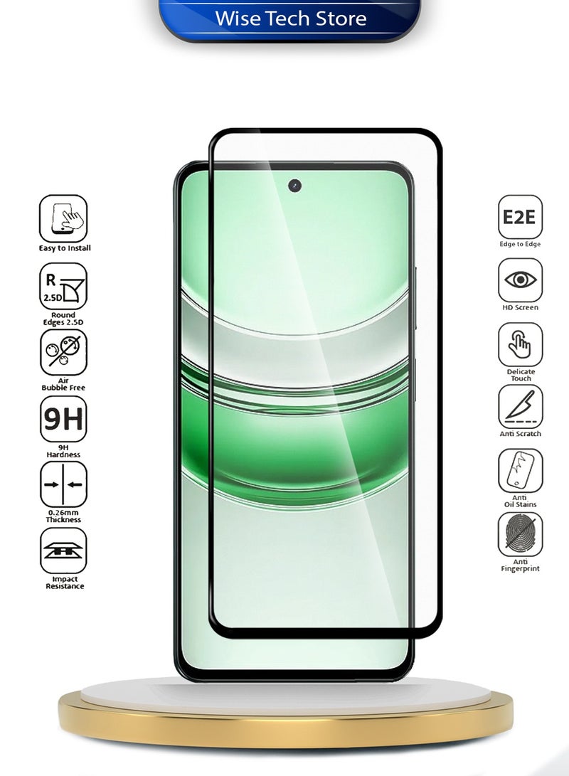 Wtech Realme C71 4G 2025 Premium E2E Series Full Glue Full Cover Tempered Glass Screen Protector (MSGECN) - Clear/Black - Image 2