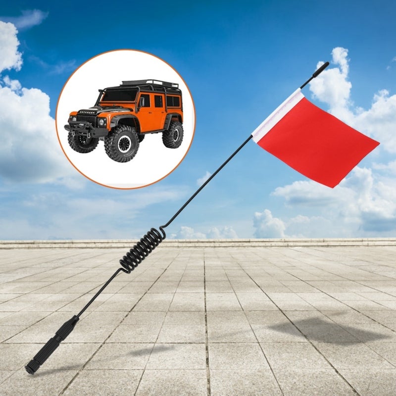 RC Climbing Car Antenna: Red Spiral Flexible Flagpole - High-quality Stitched Flag for RC Crawler Roof Modification - Image 5