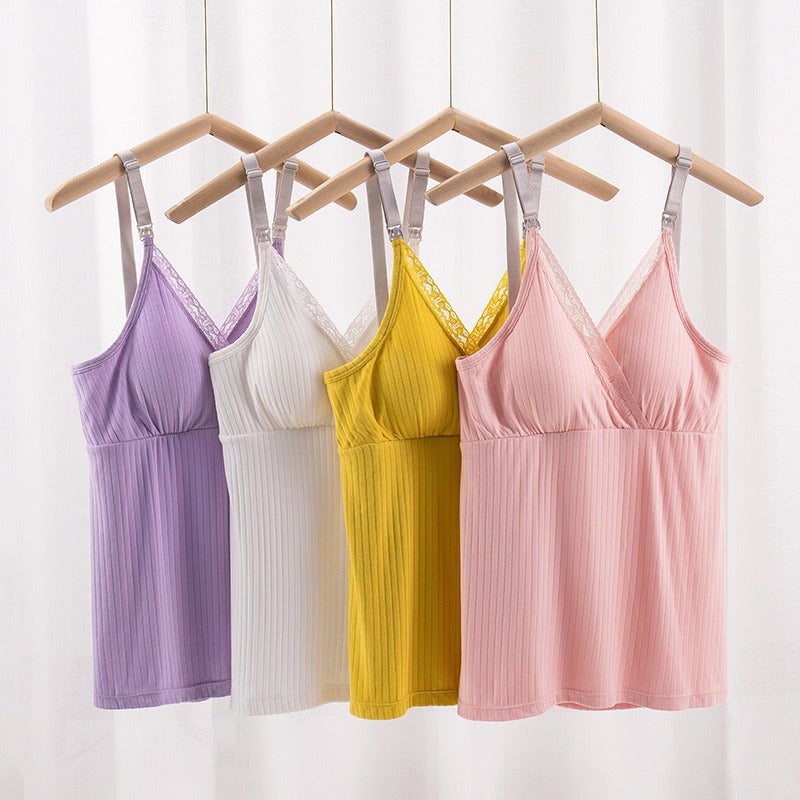 An Tian Yi Maternity Nursing Tank Top with Cross Front Design - Breathable Comfortable Sleepwear & Loungewear for Women - V-Neck Sleeveless - Image 4