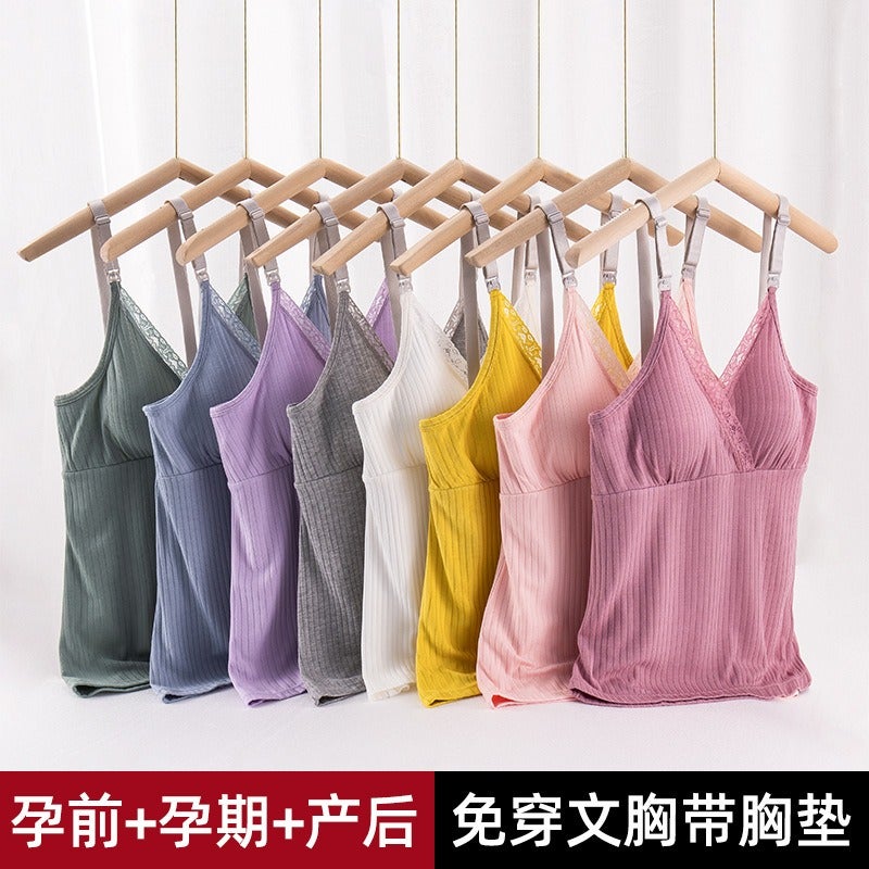 An Tian Yi Maternity Nursing Tank Top with Cross Front Design - Breathable Comfortable Sleepwear & Loungewear for Women - V-Neck Sleeveless - Image 3
