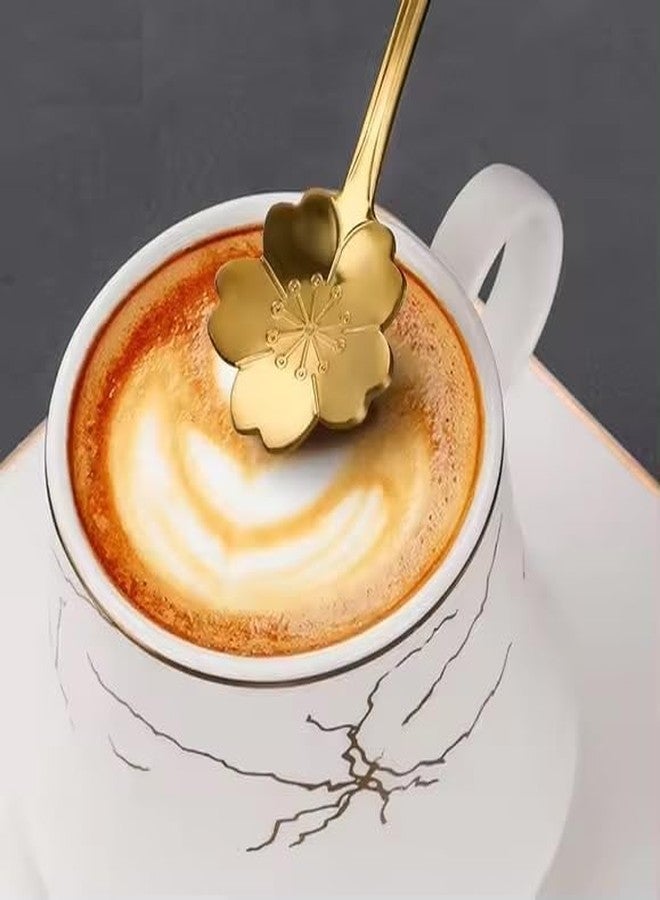 PAGHADI Flower Spoon Coffee Teaspoon Set, Drink Stirring for Dessert, Coffee, Ice Cream, Tea (Gold) - Image 4