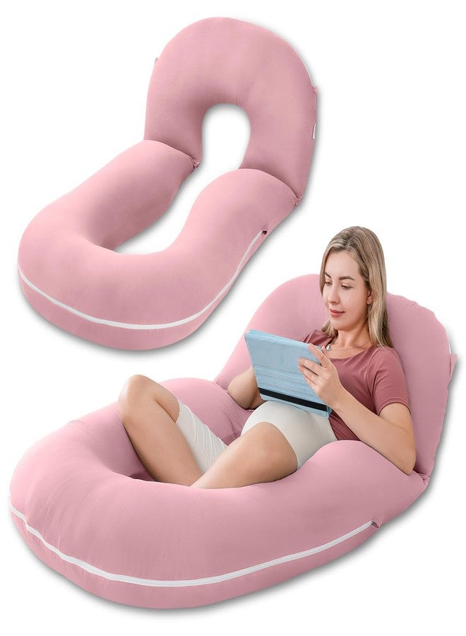 INSEN Pregnancy Pillows, Multi-use Maternity Pillows for Sleeping and Nursing, U Shaped Pillow for Adults (Cooling Tencel-Pink) - Image 1