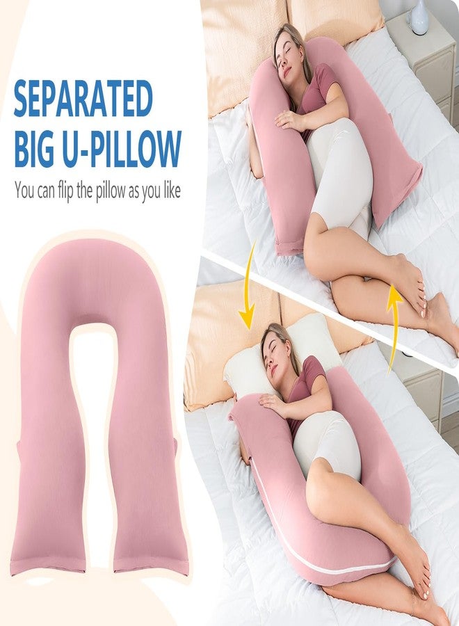 INSEN Pregnancy Pillows, Multi-use Maternity Pillows for Sleeping and Nursing, U Shaped Pillow for Adults (Cooling Tencel-Pink) - Image 4