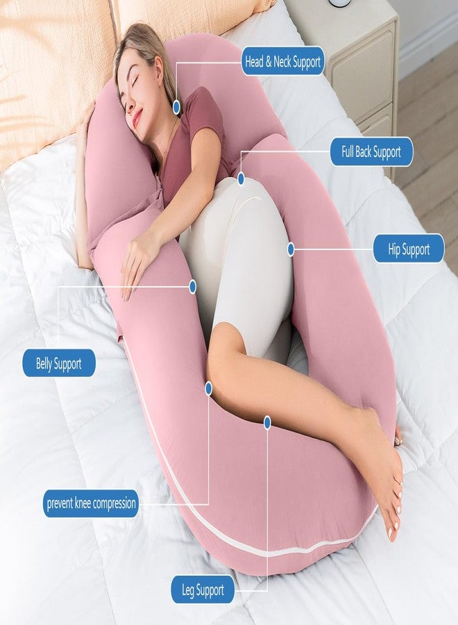 INSEN Pregnancy Pillows, Multi-use Maternity Pillows for Sleeping and Nursing, U Shaped Pillow for Adults (Cooling Tencel-Pink) - Image 2