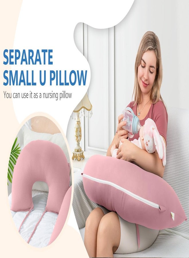 INSEN Pregnancy Pillows, Multi-use Maternity Pillows for Sleeping and Nursing, U Shaped Pillow for Adults (Cooling Tencel-Pink) - Image 5
