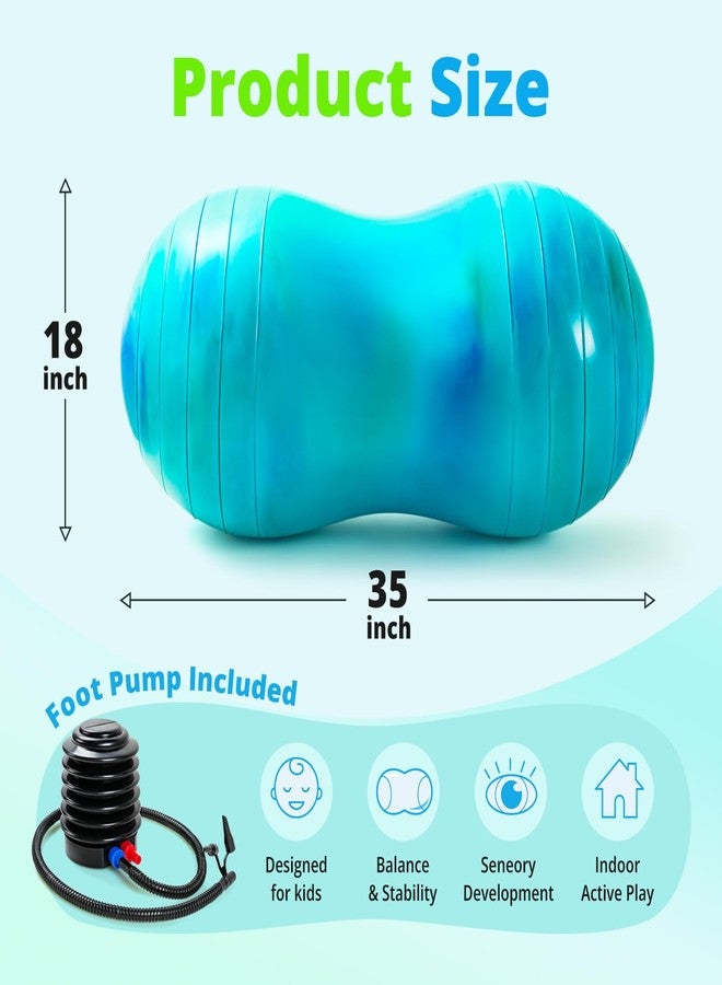 EVERICH TOY Peanut Ball for Kids, 18’’ Anti-Burst Autism Sensory Exercise Ball for Physical Therapy, Balance Training & Yoga, Bouncy Ball Chair for Boys and Girls. - Image 2