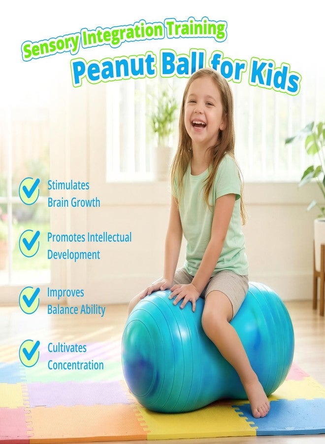 EVERICH TOY Peanut Ball for Kids, 18’’ Anti-Burst Autism Sensory Exercise Ball for Physical Therapy, Balance Training & Yoga, Bouncy Ball Chair for Boys and Girls. - Image 3