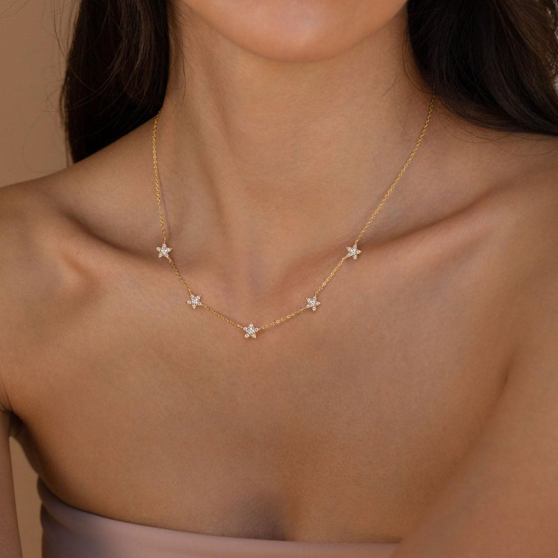 VRIUA Diamond Necklaces for Women - 14K Gold Plated Dainty Gold Star CZ Necklace for Women Trendy Jewelry - Image 5
