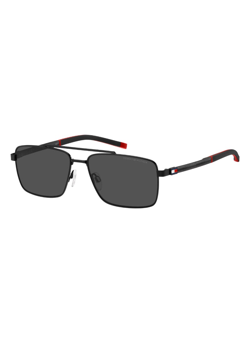 TOMMY HILFIGER - Men's UV Protection Rectangular Shape Carbon Fiber Sunglasses TH 2078/S GREY 41 - Lens Size: 41 Mm - Mtt Black - Image 1