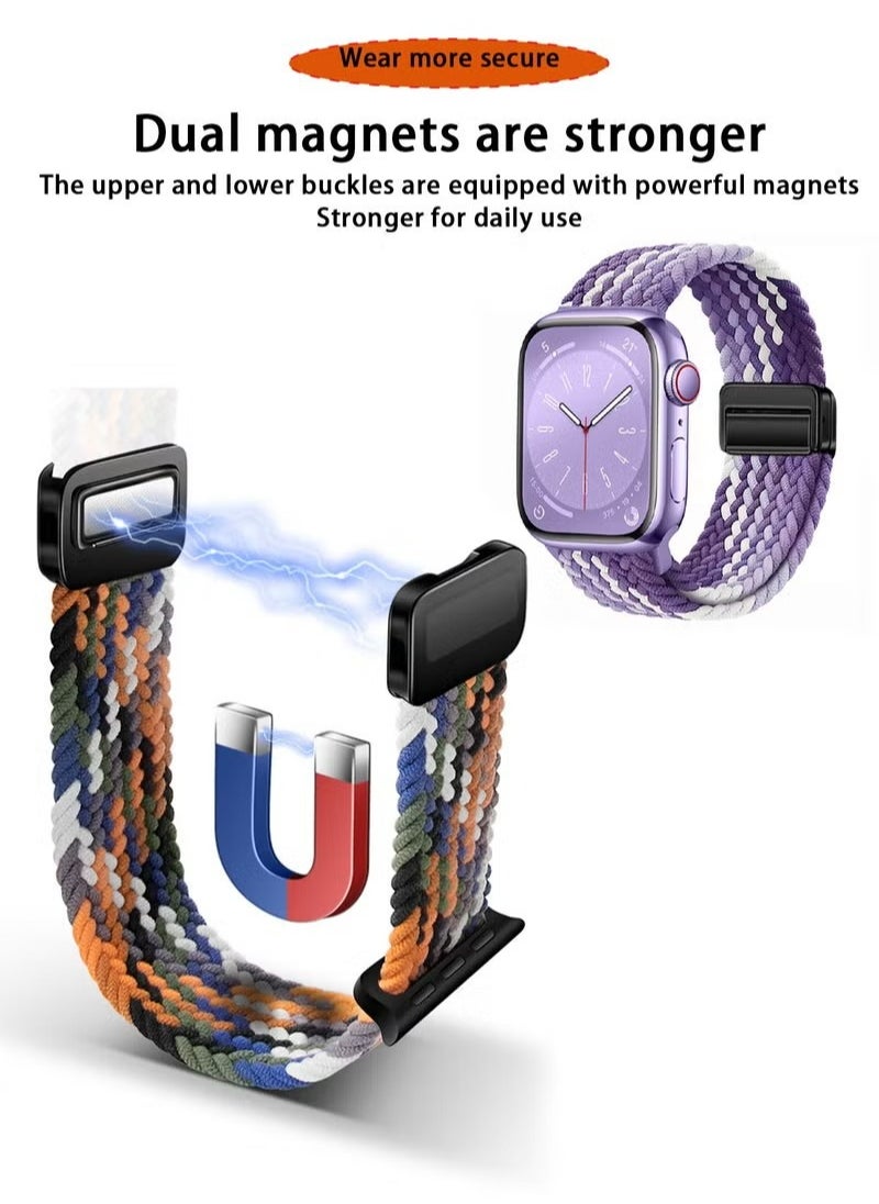 X-level - Bands Compatible with Apple Watch 42mm 44mm 45mm 49mm Series 9/8/7/SE/6/5/4/3/2/1 IWatch Ultra/Ultra 2/Hermès Men Women Braided Nylon Sport Band Adjustable Elastics Magnetic Buckle Straps - Image 1