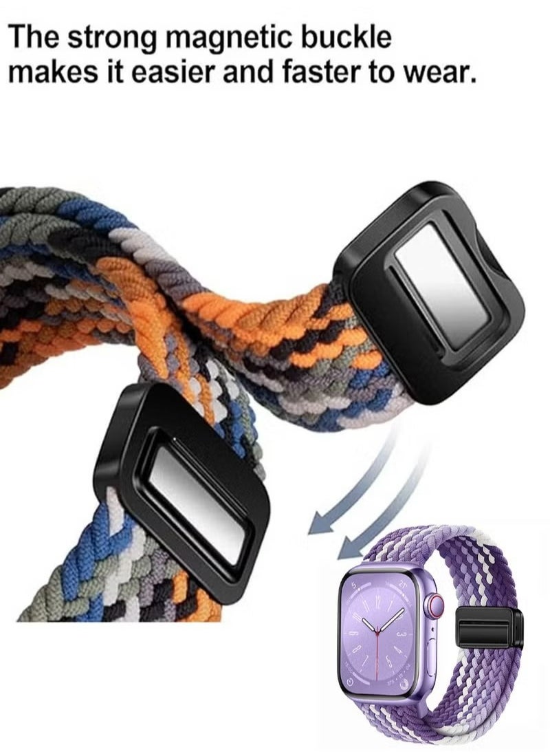 X-level - Bands Compatible with Apple Watch 42mm 44mm 45mm 49mm Series 9/8/7/SE/6/5/4/3/2/1 IWatch Ultra/Ultra 2/Hermès Men Women Braided Nylon Sport Band Adjustable Elastics Magnetic Buckle Straps - Image 1