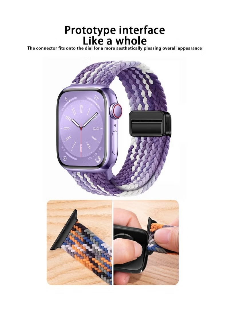 X-level - Bands Compatible with Apple Watch 42mm 44mm 45mm 49mm Series 9/8/7/SE/6/5/4/3/2/1 IWatch Ultra/Ultra 2/Hermès Men Women Braided Nylon Sport Band Adjustable Elastics Magnetic Buckle Straps - Image 1