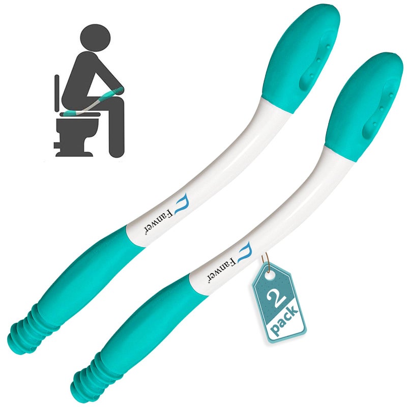Fanwer Toilet Aids for Wiping Bottom 157 Long Reach Comfort Butt Wiper Tools Bottom Buddy Wiping aid Self Assist for Men Women DisabledElderlyPregnantand Back Surgery Recovery 2 Pack