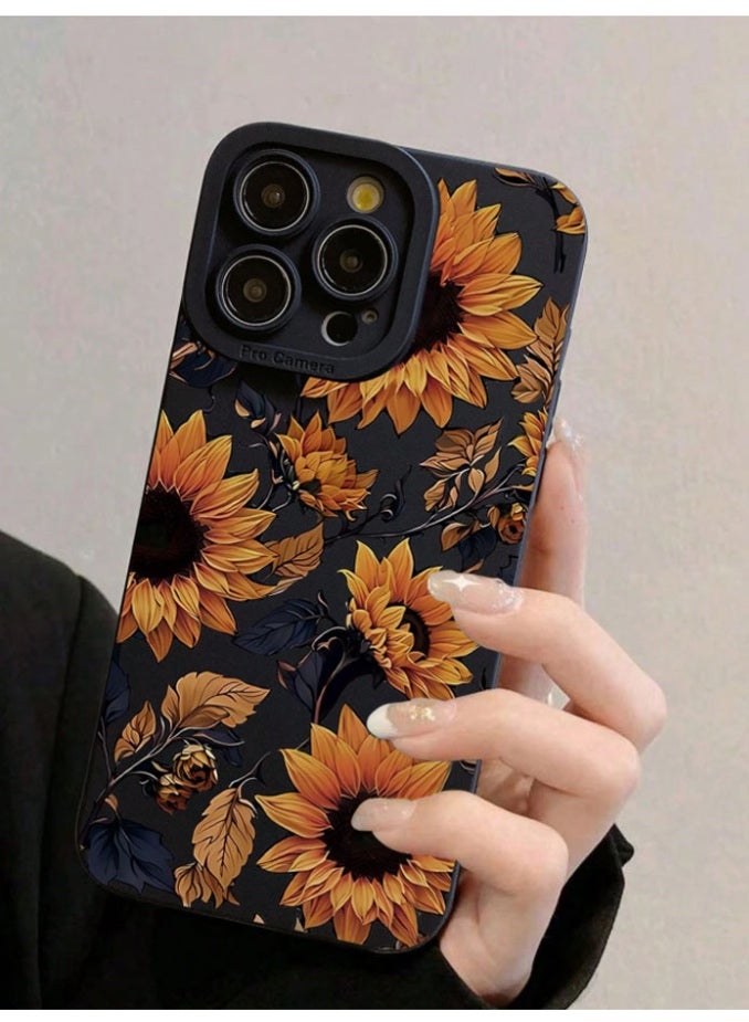 Protective case and cover for the iPhone 14 Pro Max, shock and scratch resistant, with  distinctive and beautiful sunflower design on the back cover. - Image 1