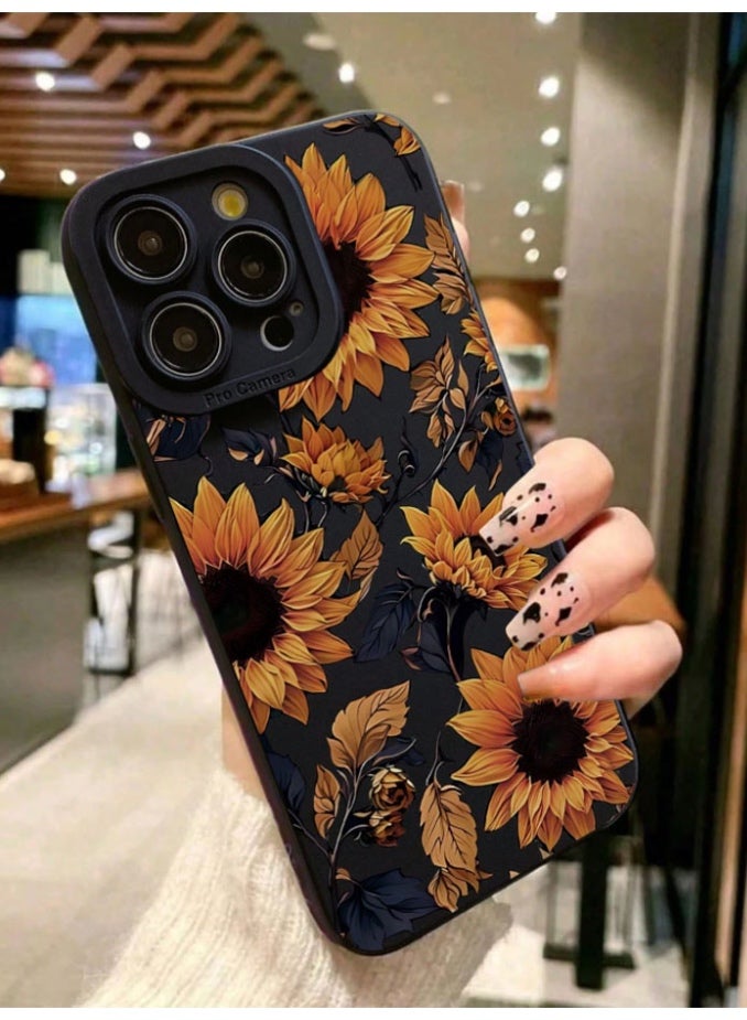 Protective case and cover for the iPhone 14 Pro Max, shock and scratch resistant, with  distinctive and beautiful sunflower design on the back cover. - Image 4