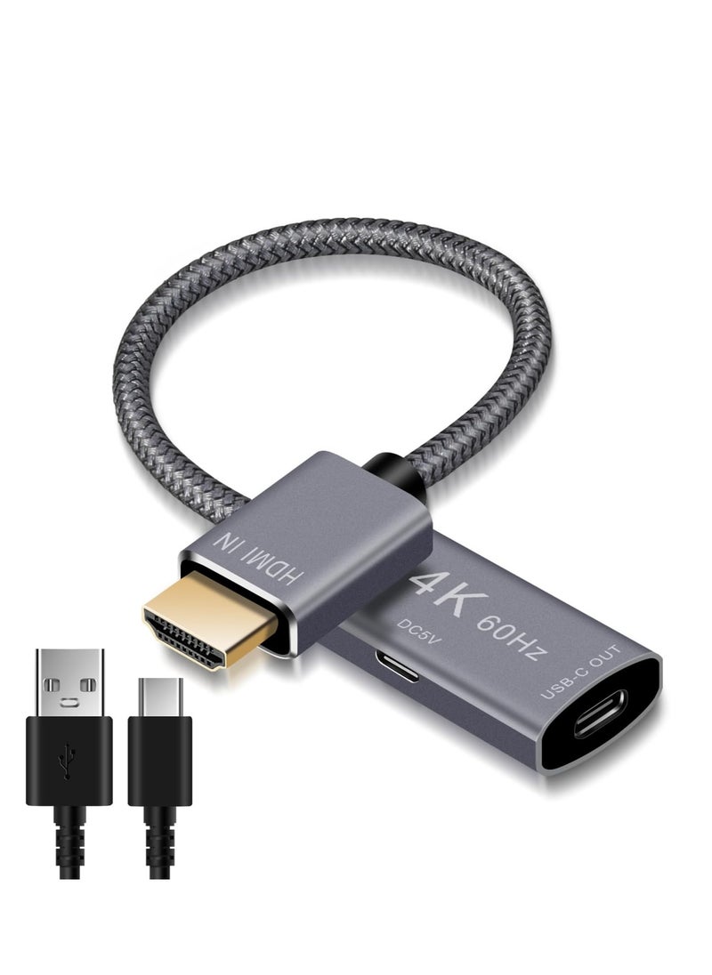 Elebase محول كابل HDMI ذكر إلى USB-C أنثى مع كابل طاقة USB C، محول HDMI أحادي الاتجاه (المصدر) إلى Type C 3.1 (الشاشة)، محول Thunderbolt 3 4K 60Hz لجهاز MacBook Pro، Microsoft Surface، Nreal Air  - Image 1