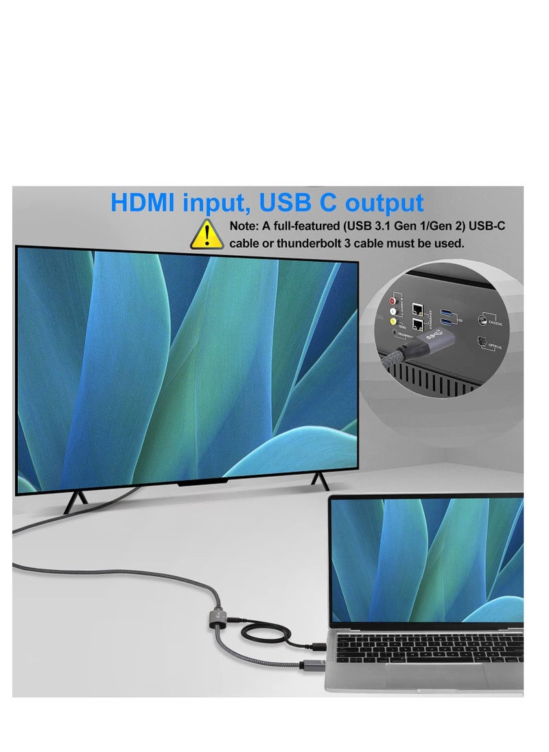 Elebase محول كابل HDMI ذكر إلى USB-C أنثى مع كابل طاقة USB C، محول HDMI أحادي الاتجاه (المصدر) إلى Type C 3.1 (الشاشة)، محول Thunderbolt 3 4K 60Hz لجهاز MacBook Pro، Microsoft Surface، Nreal Air  - Image 3
