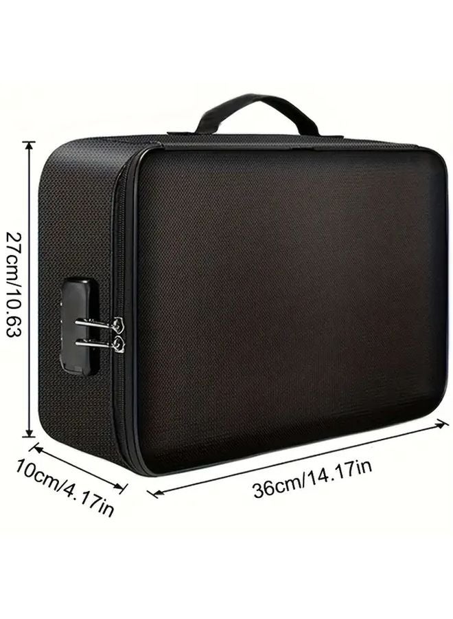 Lockable Document Holder Organizer Secure Zipper Closure Multi Compartment Passport ID Gray - Image 3