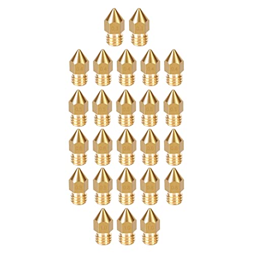 TESSERACT MK8 Extruder Nozzle For 3D Printer | MK8 Brass Nozzle for 3D Printing | Made in India for Anet A8 Makerbot MK8 Creality CR-10 S4 S5 Ender 3 3Pro 5 (Qty-Set of 25 MK8 0.3,0.4,0.5,0.6,0.8,1.0) - Image 1