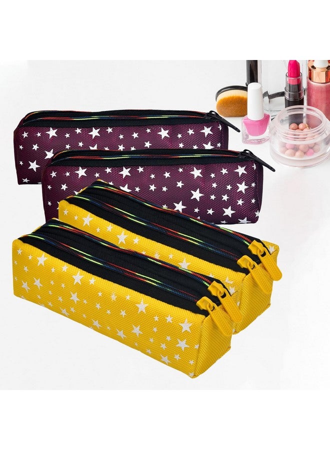 هارتس حقيبة مكياج|حقيبة مستحضرات التجميل من Rexine|حقيبة أدوات المجوهرات|حقيبة أدوات الزينة للفتيات|حقيبة مكياج للسفر للفتيات|حقيبة تخزين المكياج|حقيبة مكياج على شكل نجمة|عبوة مكونة من 4 قطع|متعددة - Image 1