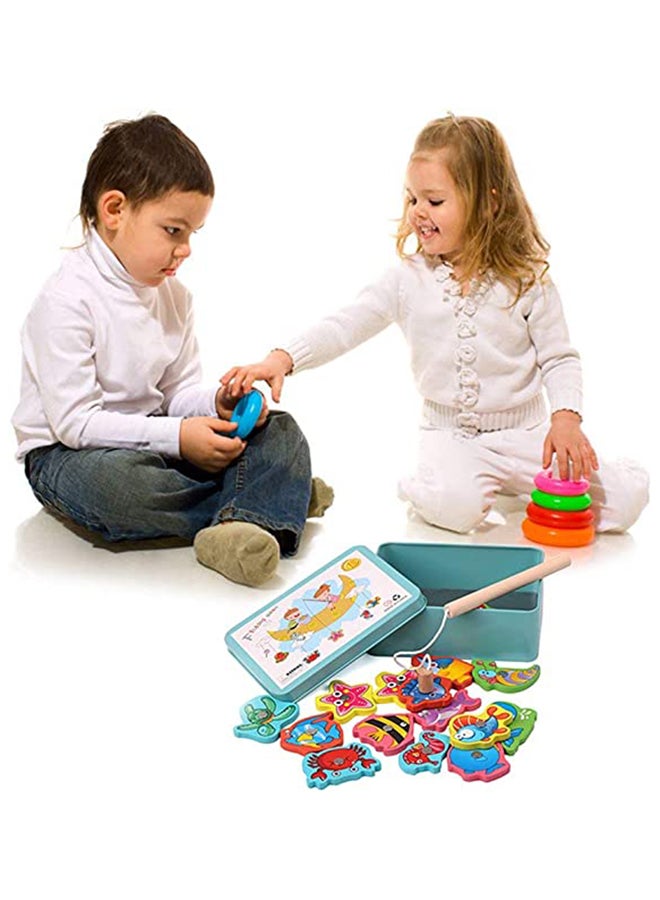 ام سي مجموعة صيد مغناطيسية خشبية 15 قطعة للاستخدام اليومي والهدايا والهواة والرحلات الخارجية - Image 4