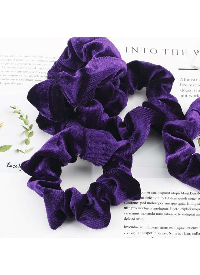 Didder - 20 Pcs Hair Scrunchies Velvet Elastics Scrunchy Hair Ties Dark purple Soft Scrunchie Bobbles Ropes Scrunchie Solid color Hair Bands for Women Girls - Image 1