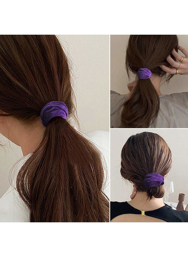 Didder - 20 Pcs Hair Scrunchies Velvet Elastics Scrunchy Hair Ties Dark purple Soft Scrunchie Bobbles Ropes Scrunchie Solid color Hair Bands for Women Girls - Image 1