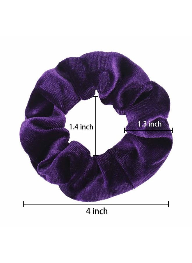 Didder - 20 Pcs Hair Scrunchies Velvet Elastics Scrunchy Hair Ties Dark purple Soft Scrunchie Bobbles Ropes Scrunchie Solid color Hair Bands for Women Girls - Image 1