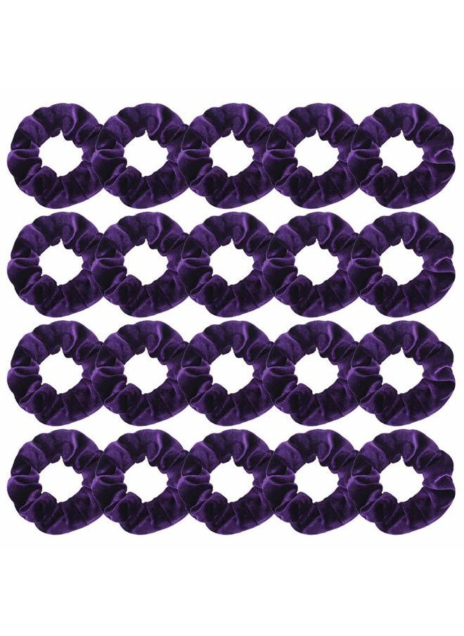 Didder - 20 Pcs Hair Scrunchies Velvet Elastics Scrunchy Hair Ties Dark purple Soft Scrunchie Bobbles Ropes Scrunchie Solid color Hair Bands for Women Girls - Image 1