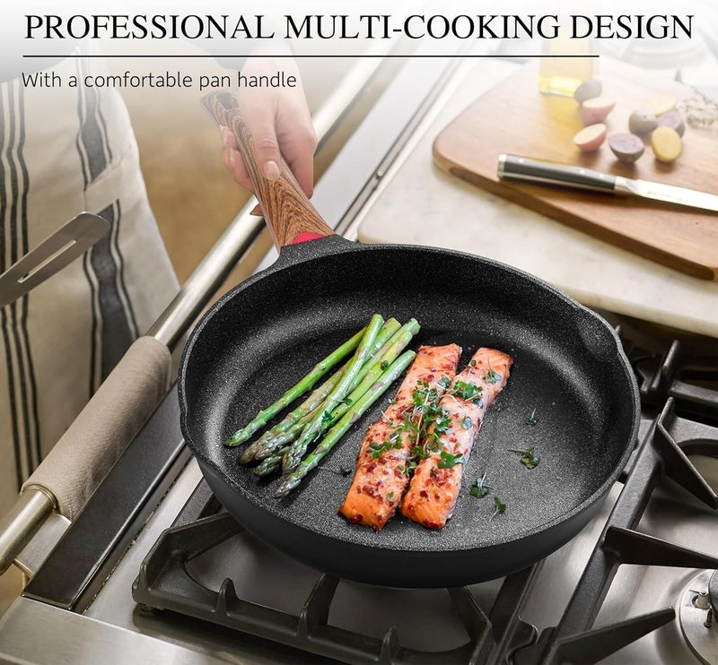Dravizon Ceramic Fry Pan Non Stick, Omelette Pan, Induction & Gas FryPan, Fish-Pan, Frying Pan Non Stick, PFOA Free, Dishwasher Safe, Suitable for Veg & Non-Veg Cooking (Color-2) - Image 4