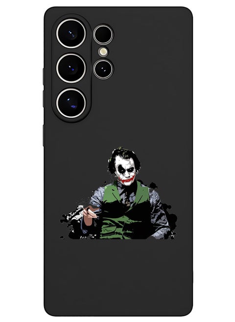 Protective Slim Fit Case Liquid Silicone Cover with Full Body Protection Anti-Scratch Shockproof Case For Samsung Galaxy S25 Ultra (Black) - Joker Pointing